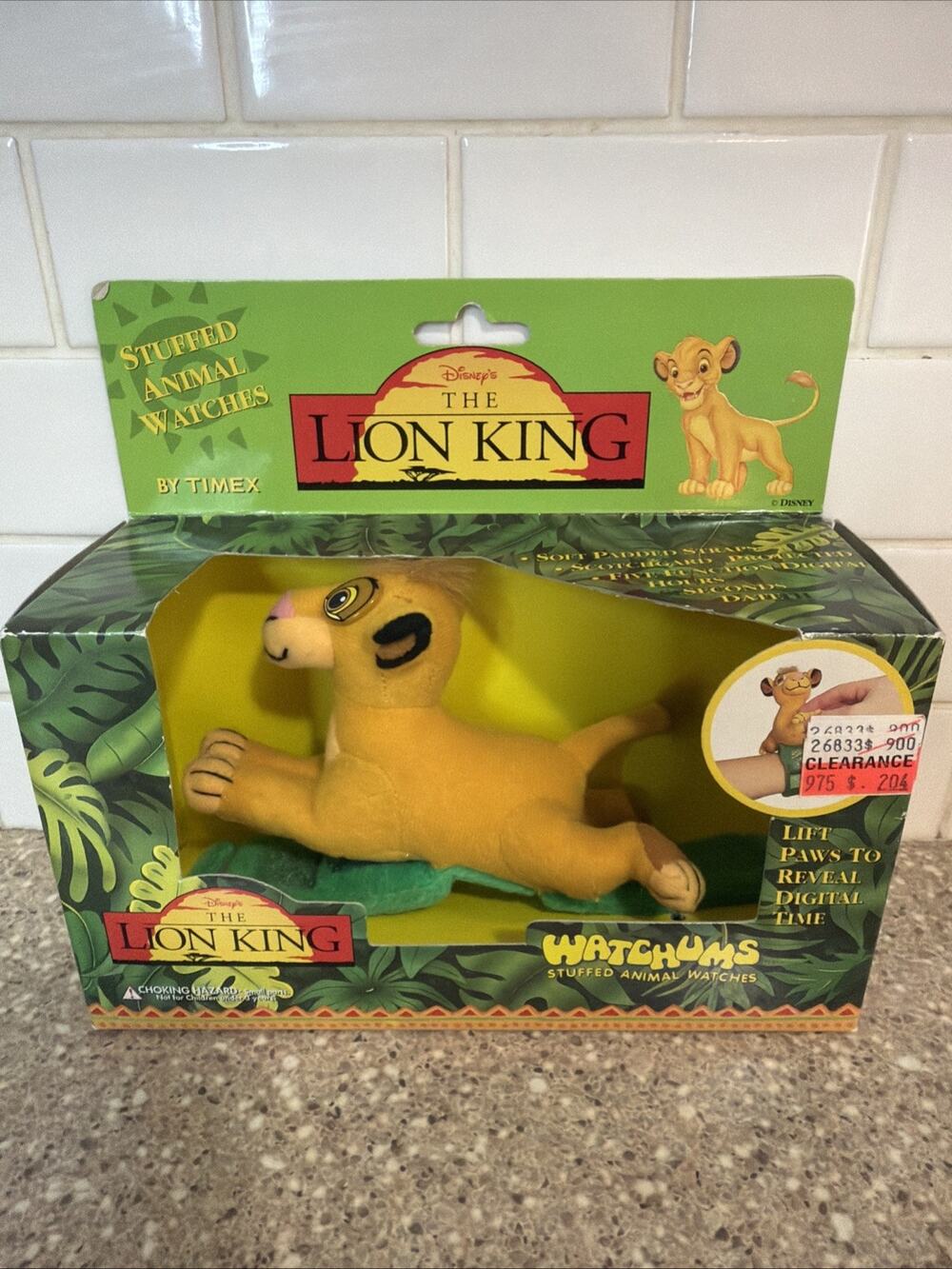 Vintage 1994 Timex Watchums Disney Lion King Simba Plush Digital Watch NIB